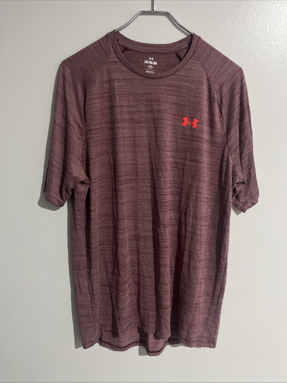 Under Armour Mens Tech 2.0 Tiger Short Sleeve Shirt Red Loose Sz LGT